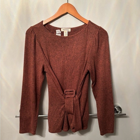 Monteau Tops - Monteau Women Long Sleeves Shirt With Belt Médium